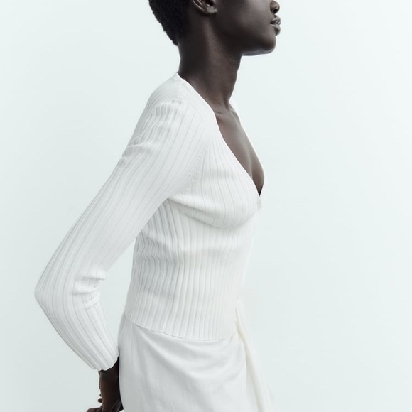 Zara White Ribbed Knit Top - Picture 5 of 11